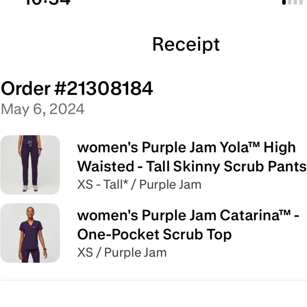 Figs Purple Jam High Waisted XS TALL Scrub Pants AND scrub top